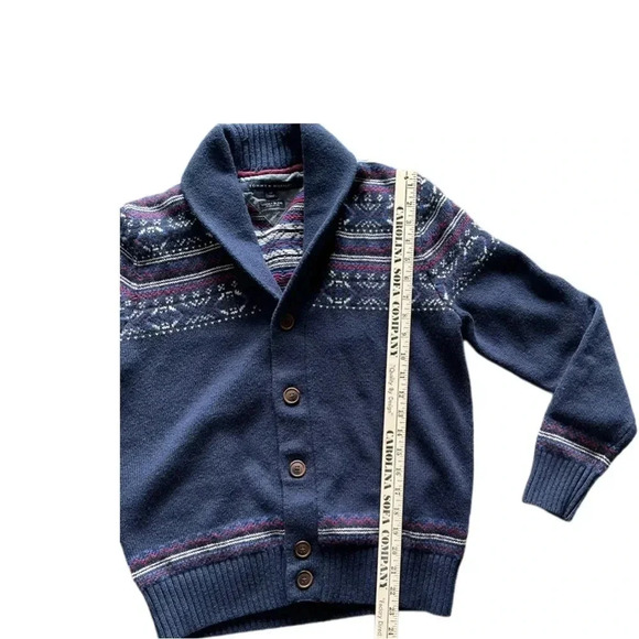Tommy Hilfiger Luxury Blend Snowflake Cardigan Sweater Navy Blue Men’s Small - Picture 10 of 11